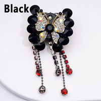 Bling Bling Fancy Gold Alloy Butterfly with Shiny Rhinestones Chains Cute Butterflies Hearts Clay Beads, Around 34*34MM