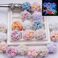 Luminous Glitter Soft Rose Flower Clay Beads, 20MM, Random Mix