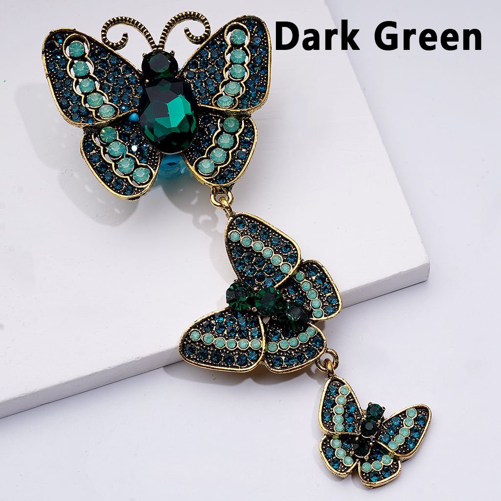Exquisite Fancy Copper Alloy Butterfly Pendants with Shiny Rhinestones Glitter Flowers Clay Beads, Around 50*43MM
