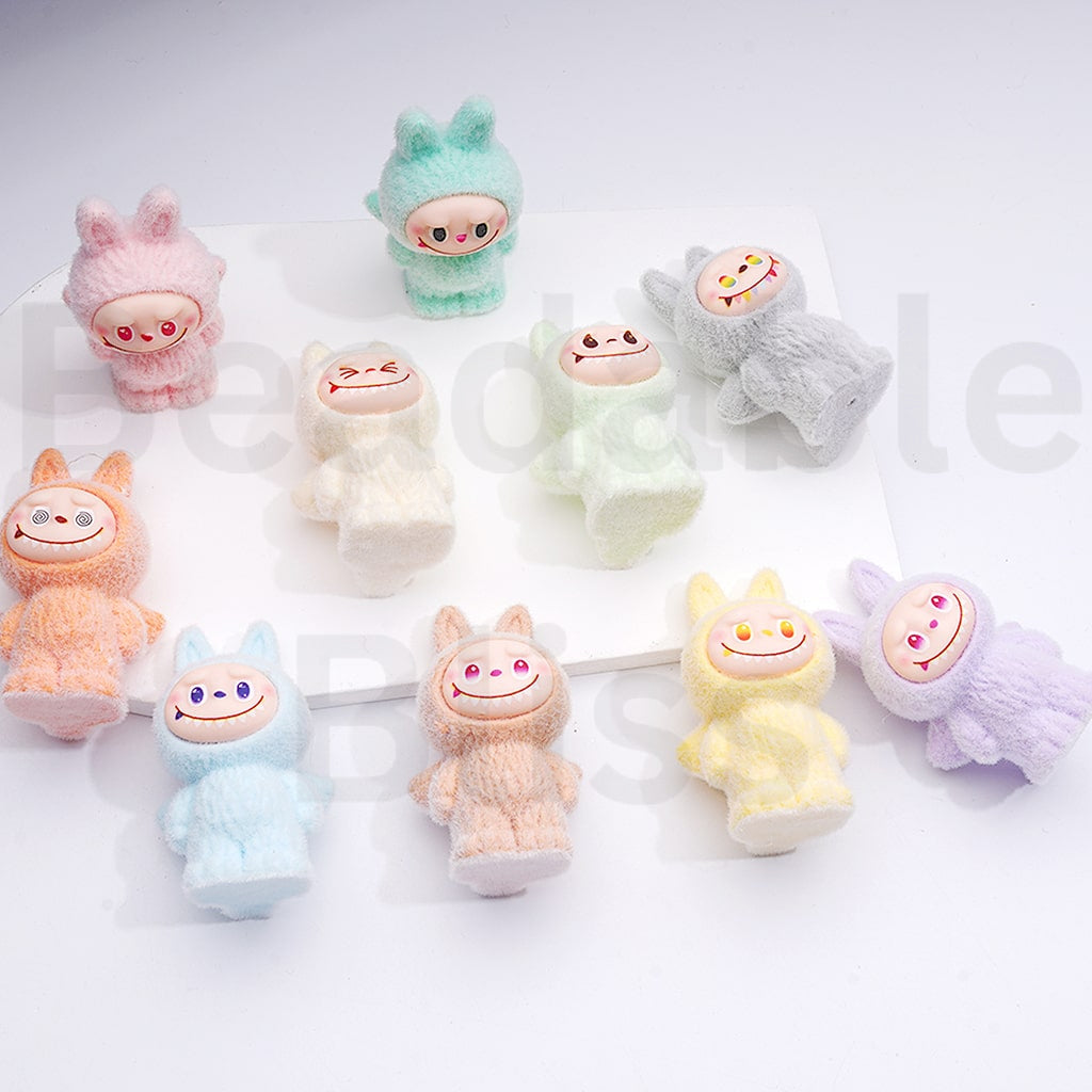 Acrylic Beads Pen Topper Pendant Jewelry Accessories Flocked Cute Labub Monster Po Mar with Wings, Solid Color Around 56*34MM