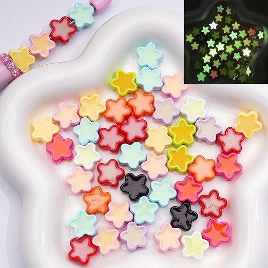 Acrylic Beads Luminous Mini Cute Star Multi-Color 14MM (Single Color is available for 500pcs(Whole Bag))