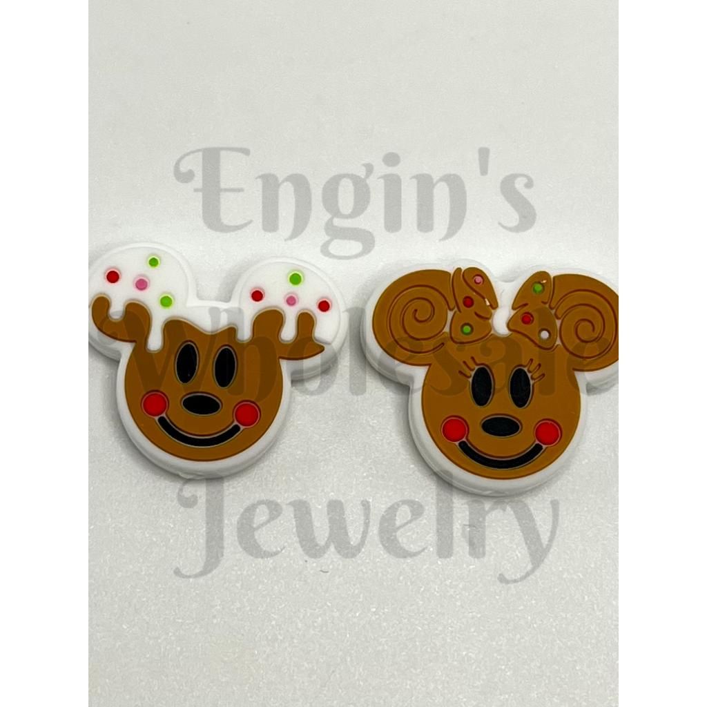 Gingerbread Man Cartoon Mouse Head Silicone Focal Beads