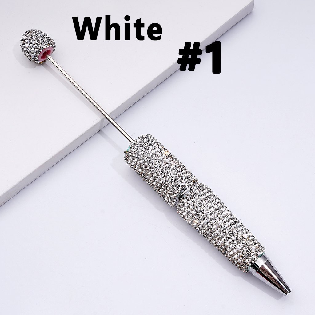 Beadable Clay Pens with Shiny Rhinestones Covered the Entire Pen