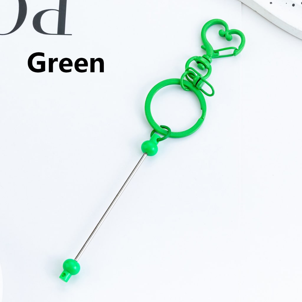 DIY Beadable Metal Keychain with Bar and Heart Shape Clasp in Solid Color, 154MM