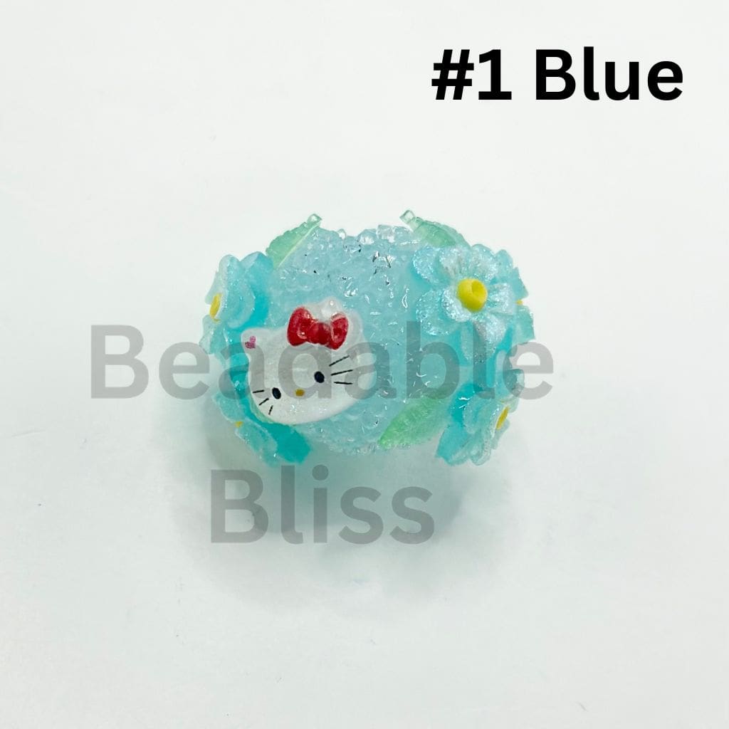 Jelly Color Sugar Acrylic Beads with Luminous Double Layer Flower and Cat Cartoon Bead, 20MM by 27MM