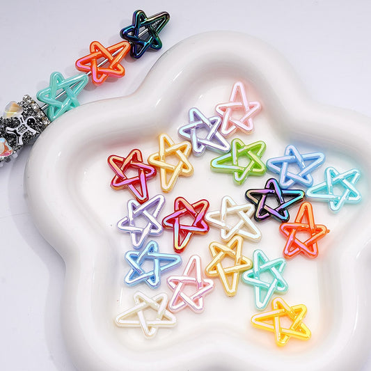 Acrylic Beads UV Coating Shiny Five-Pointed Star, Multi-Color, 19*24MM (Single Color is available for 500pcs(Whole Bag))