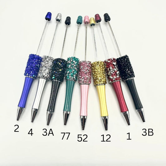 Beadable Pens with Cone Shape Rhinestones in Solid and Metallic Colors