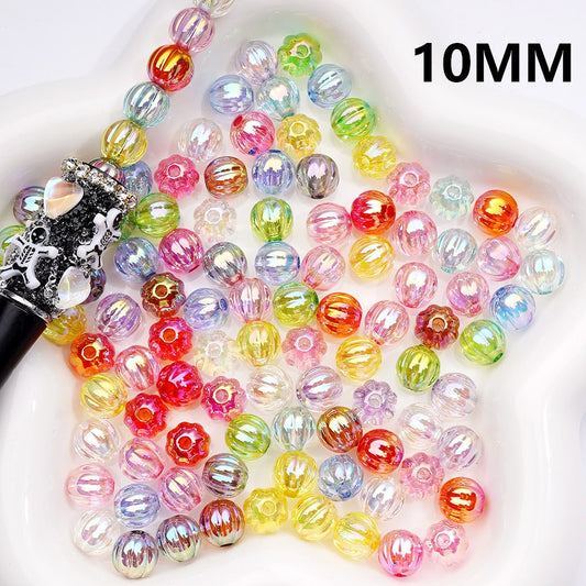 Acrylic Beads UV Coating Pumkin Halloween Multi-Color Translucent 10MM