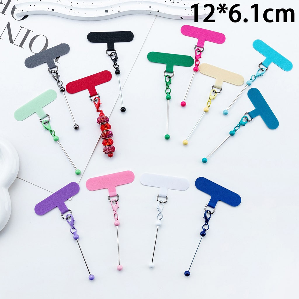 Colorful T-shaped clips on a white background with dimensions 12*6.1cm.