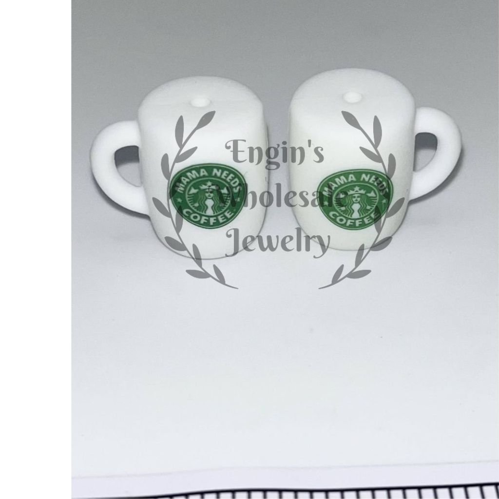 Mama Needs Coffee Shop Cup Starbuck Silicone Focal Beads