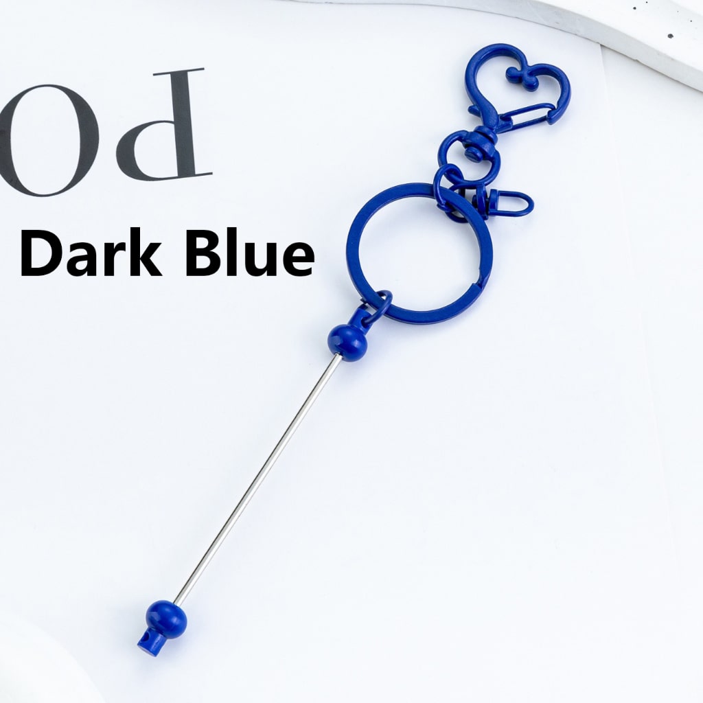 DIY Beadable Metal Keychain with Bar and Heart Shape Clasp in Solid Color, 154MM