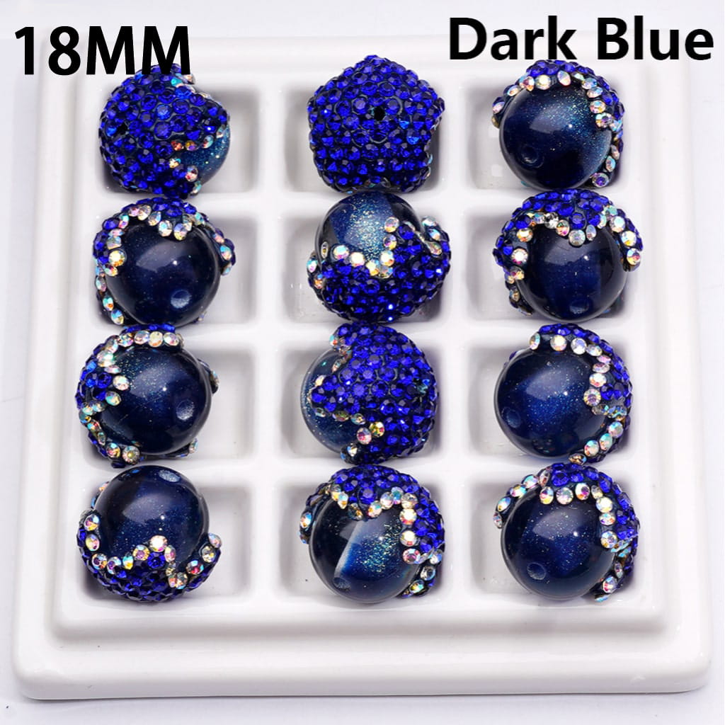 Clay Acrylic Beads Luminous Glitter Sugar Core Inside Shiny AB Rhinestones Cute Flower, Around 18MM, Multi-Color
