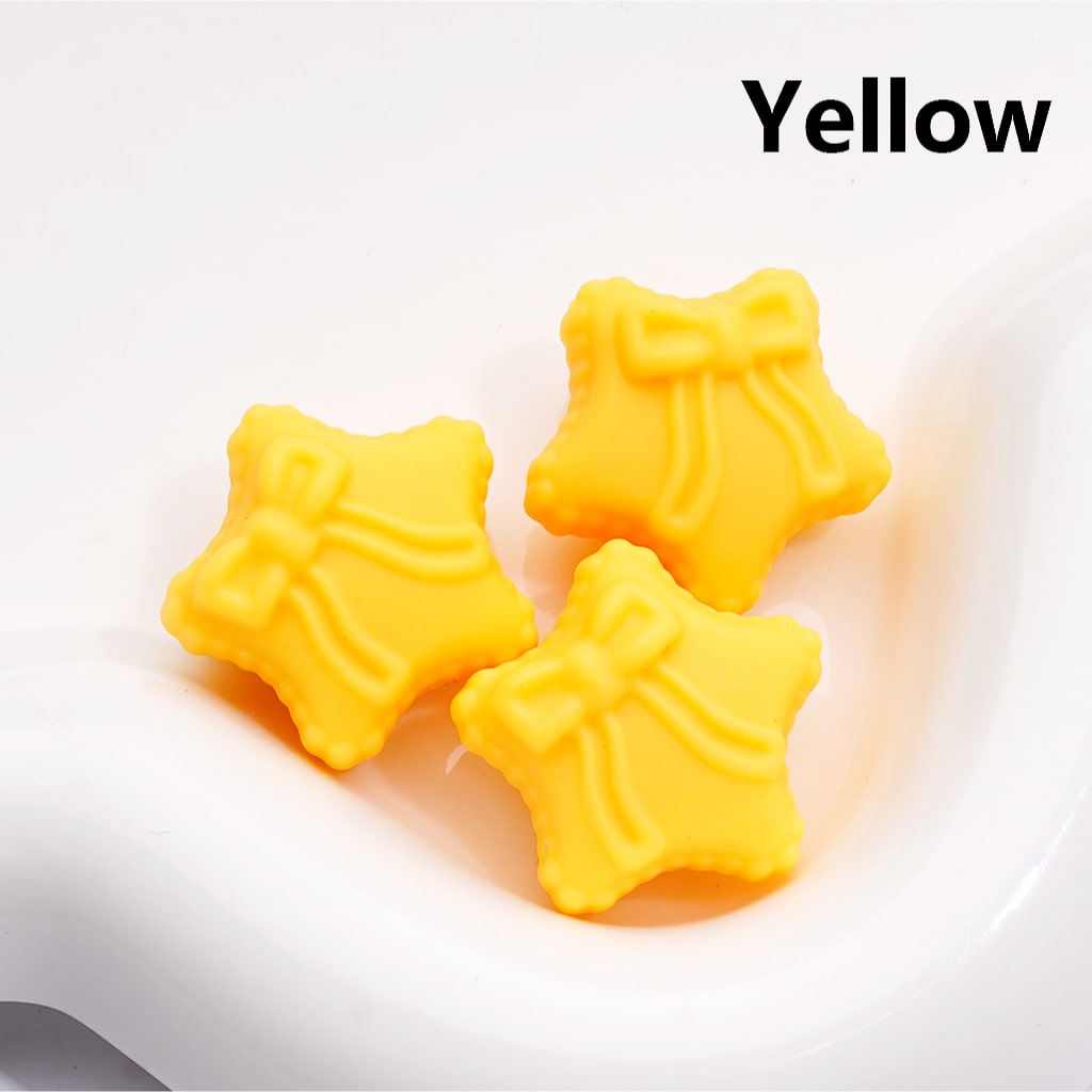 Acrylic Beads Rubber Coating Five-Pointed Star with Bowknots, Multi-Color, 20MM (Single Color is available for 200pcs(Whole Bag))