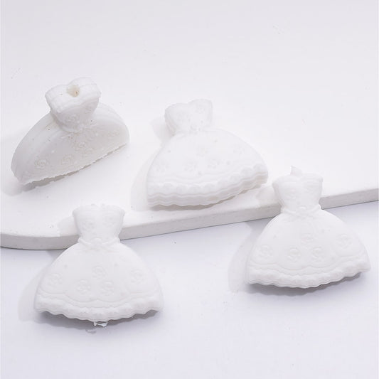 White Dress with Flowers Silicone Beads