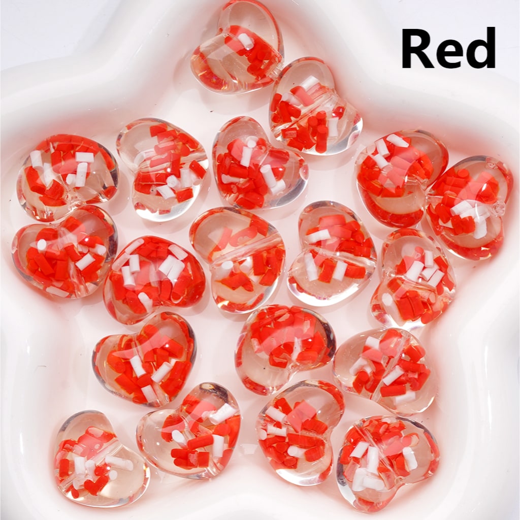 Heart Acrylic Beads Luminous Mini Colorful Candy Sticks Inside Clear 23*18MM (Single Color is available for 200pcs(Whole Bag))