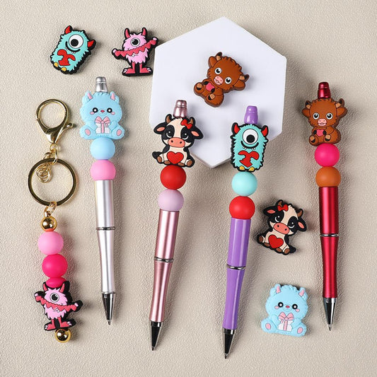 小さなかわいいハートモンスター牛シリコンフォーカルビーズ