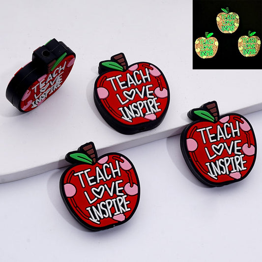 Luminous Cute Red Apple Teach Love Inspire Silicone Focal Beads