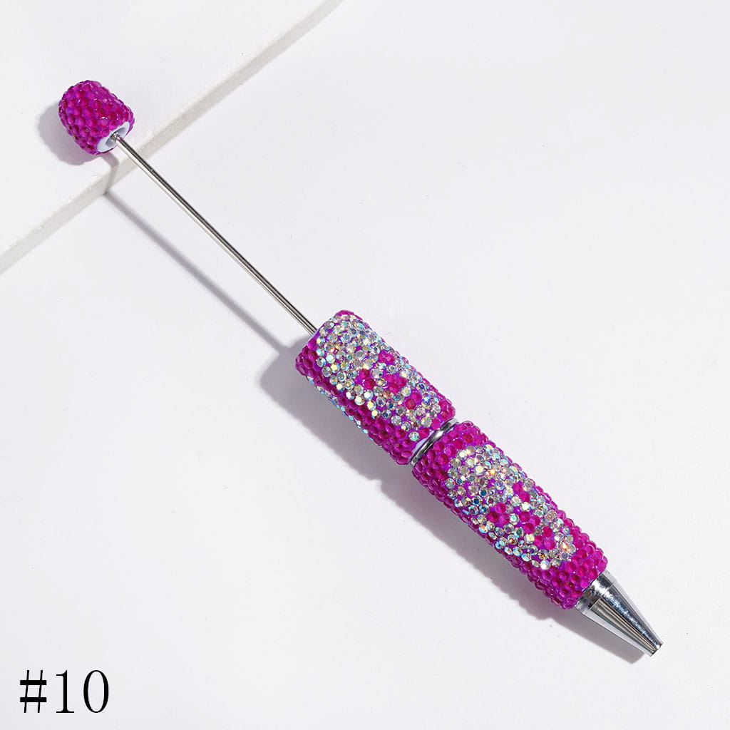 Luminous Beadable Clay Pens with Skull Head Shaped AB Rhinestones Covered the Entire Pen, Halloween Theme, Multi-Color
