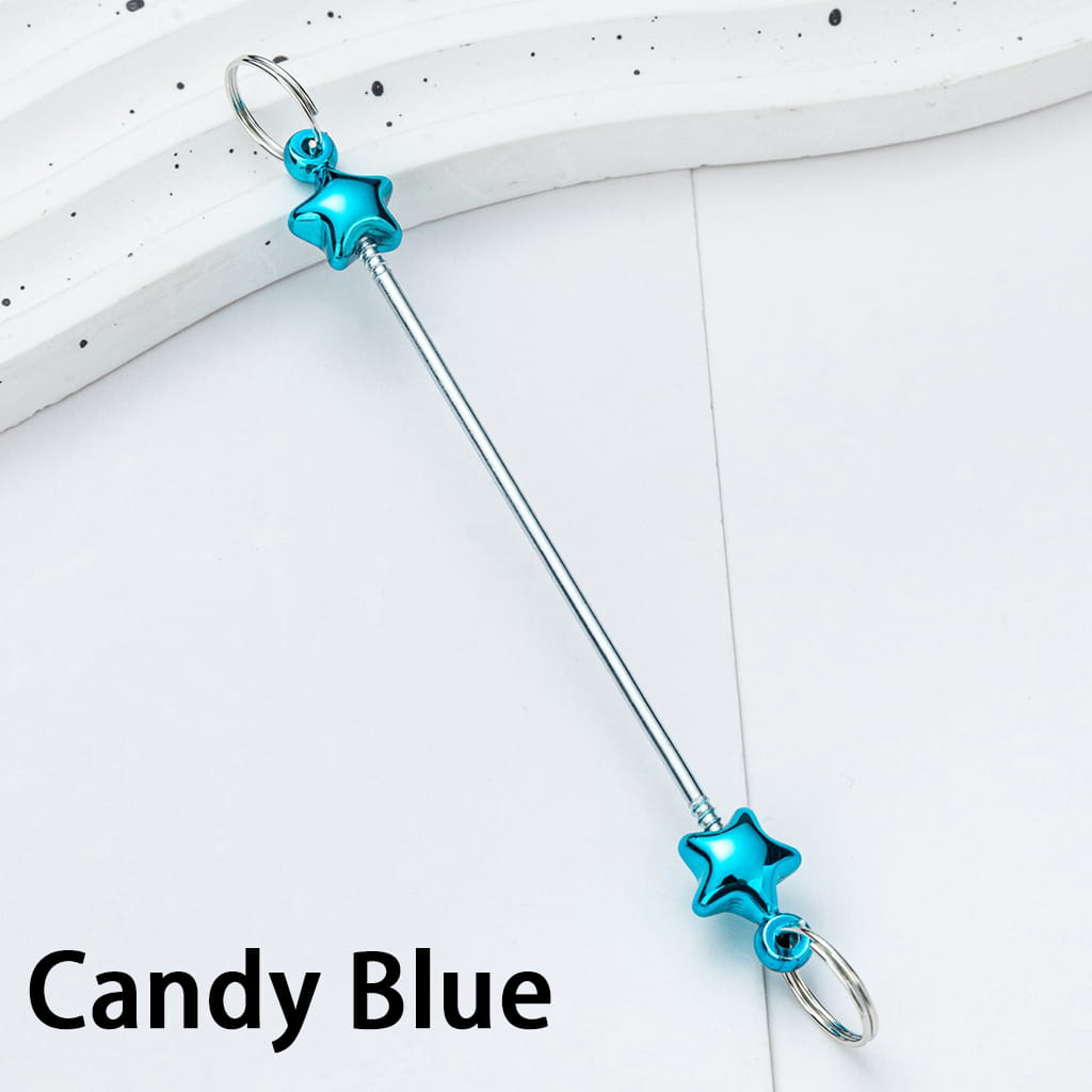 DIY Plastic Beadable Keychain Bars with Stars for Keychain Accessories in Metallic Colors, 10CM