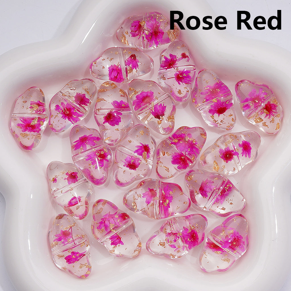Multi-Color Dried Flowers Gold Foil Paper Inside Clear Cloud Acrylic Beads, 13*22MM  (Single Color is available for 200pcs(Whole bag))