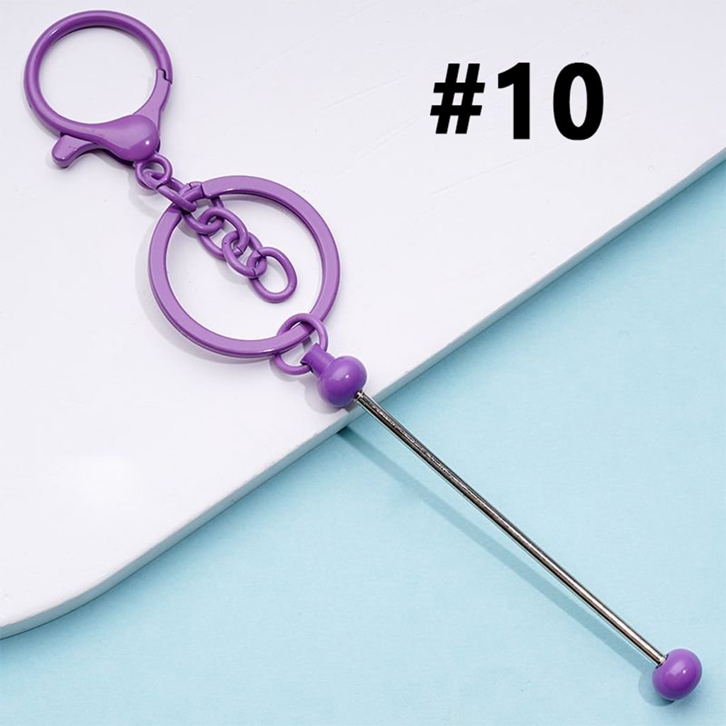 Metal Beadable Keychain with Bar and Lobster Clasp in Solid Colors