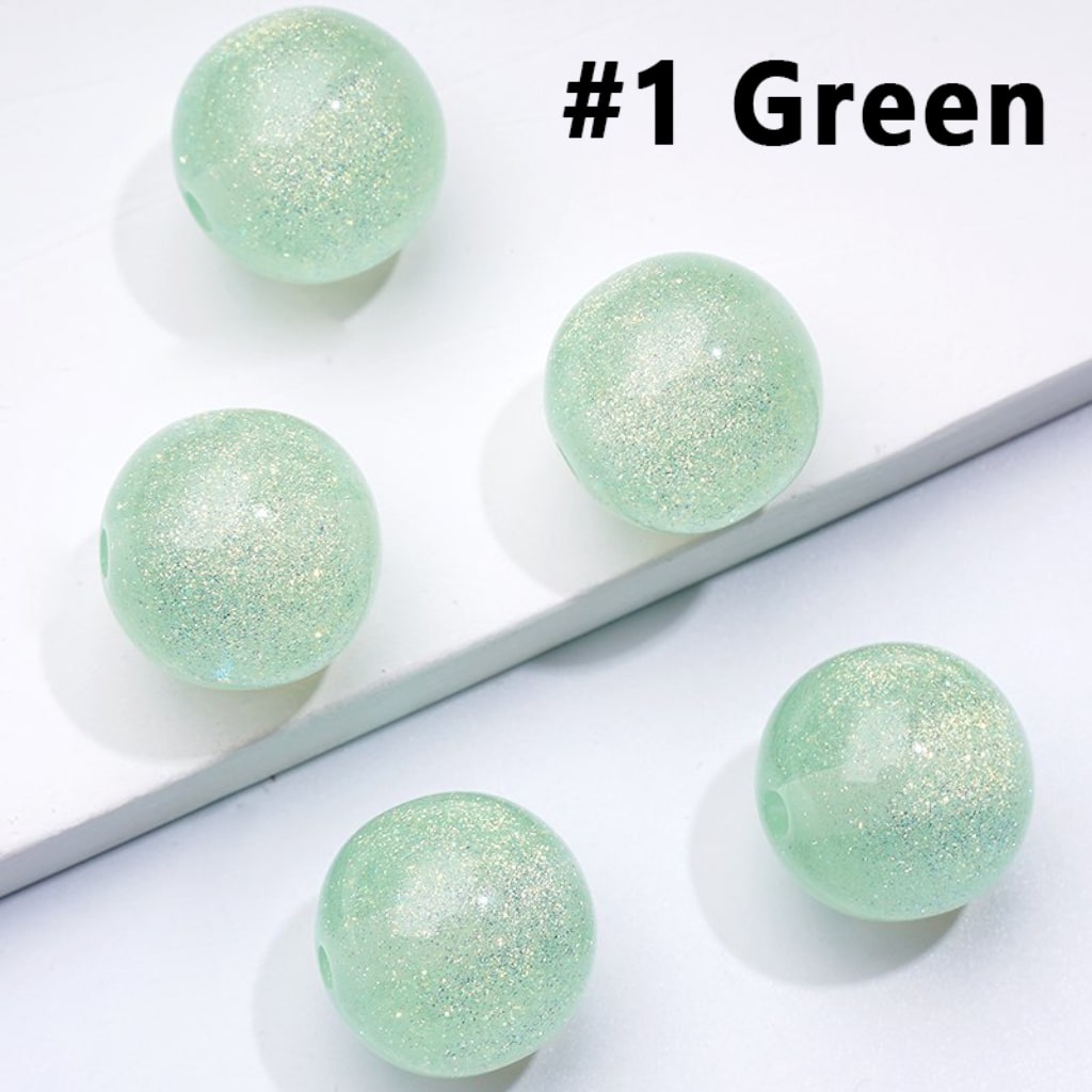 Shiny Glossy Glitter Colorful Round Acrylic Beads, 12MM