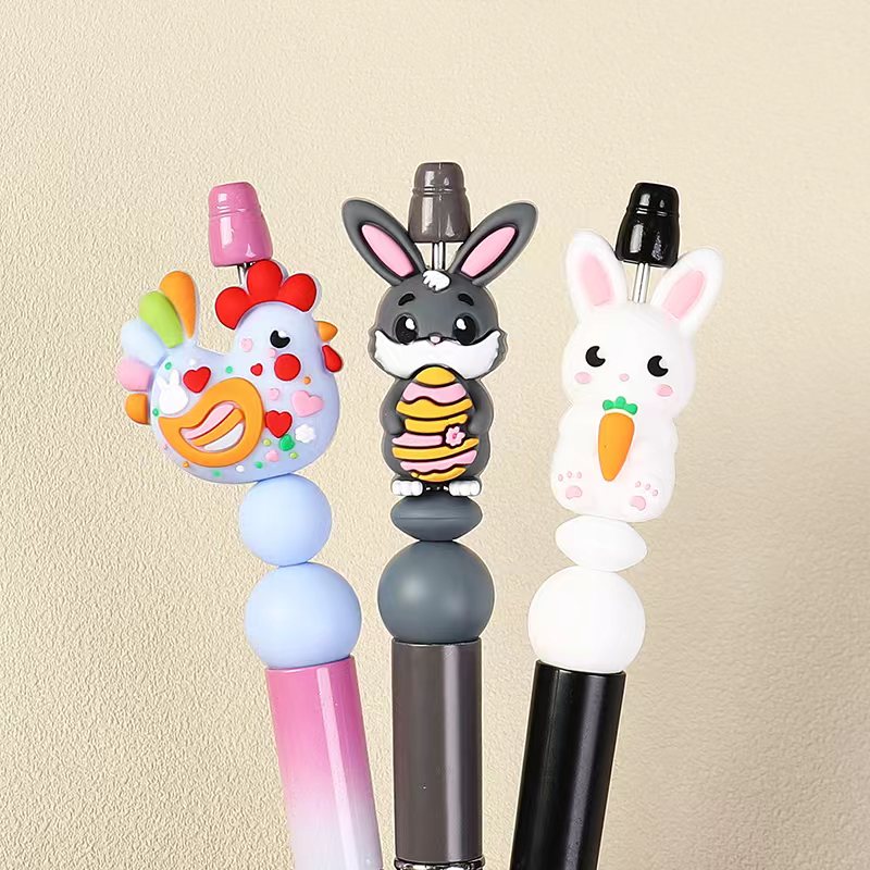 Silicone Focal Beads 3D Rabbit and Rooster Easter Series