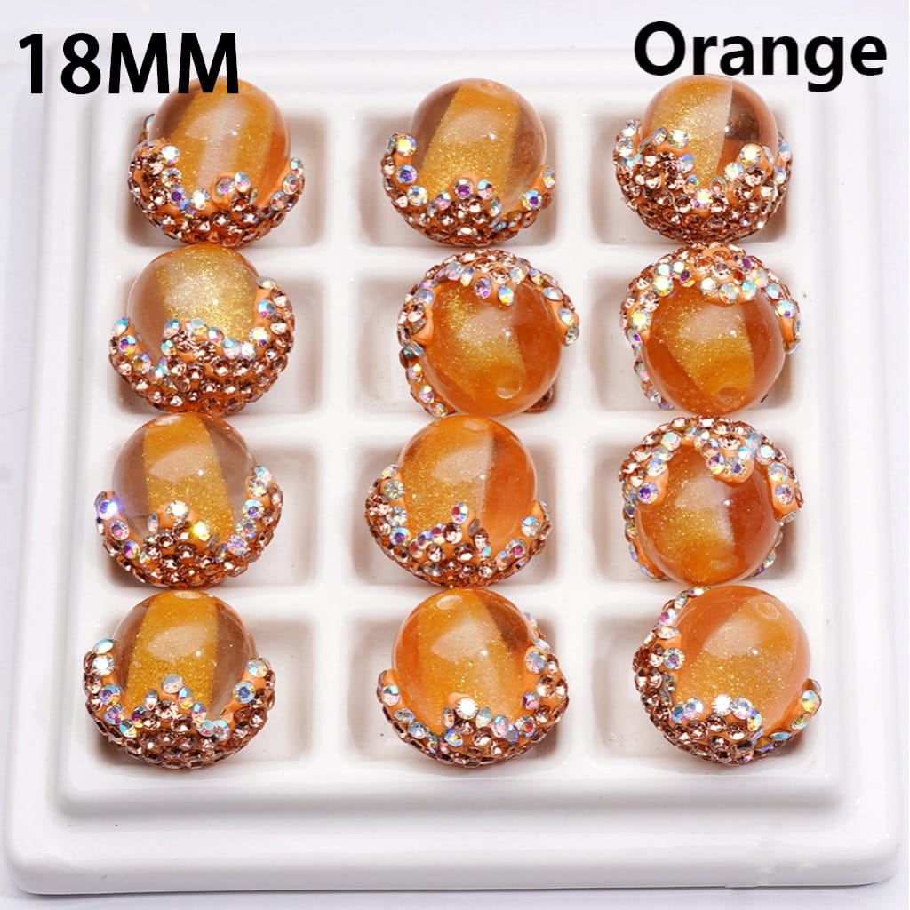 Clay Acrylic Beads Luminous Glitter Sugar Core Inside Shiny AB Rhinestones Cute Flower, Around 18MM, Multi-Color