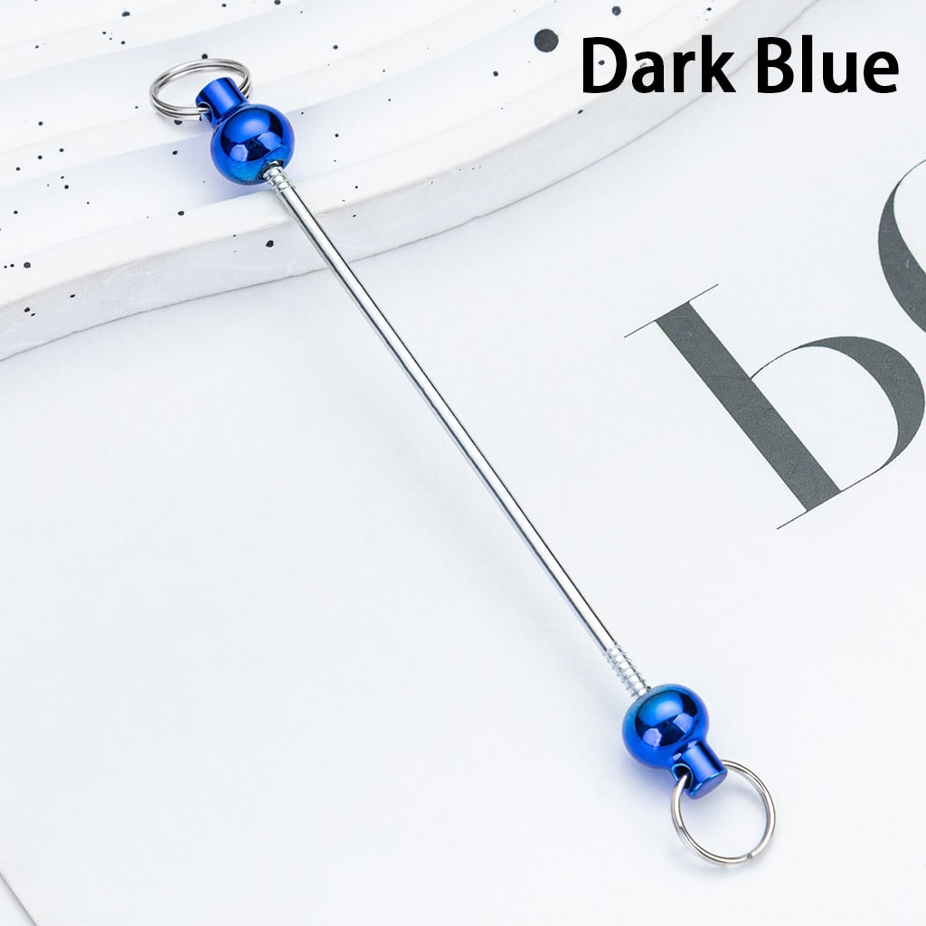 DIY Plastic Beadable Keychain Bars with Round Balls for Keychain Accessories in Metallic Colors, 10 CM