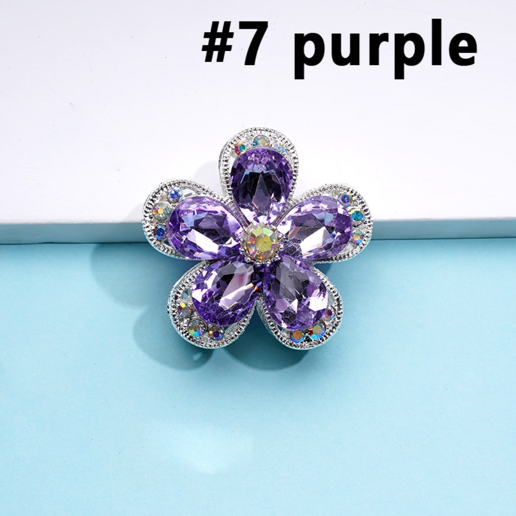 Exquisite Fancy Silver Alloy Five-Petaled Flower with Colorful & AB Rhinestones Beads, Around 38MM