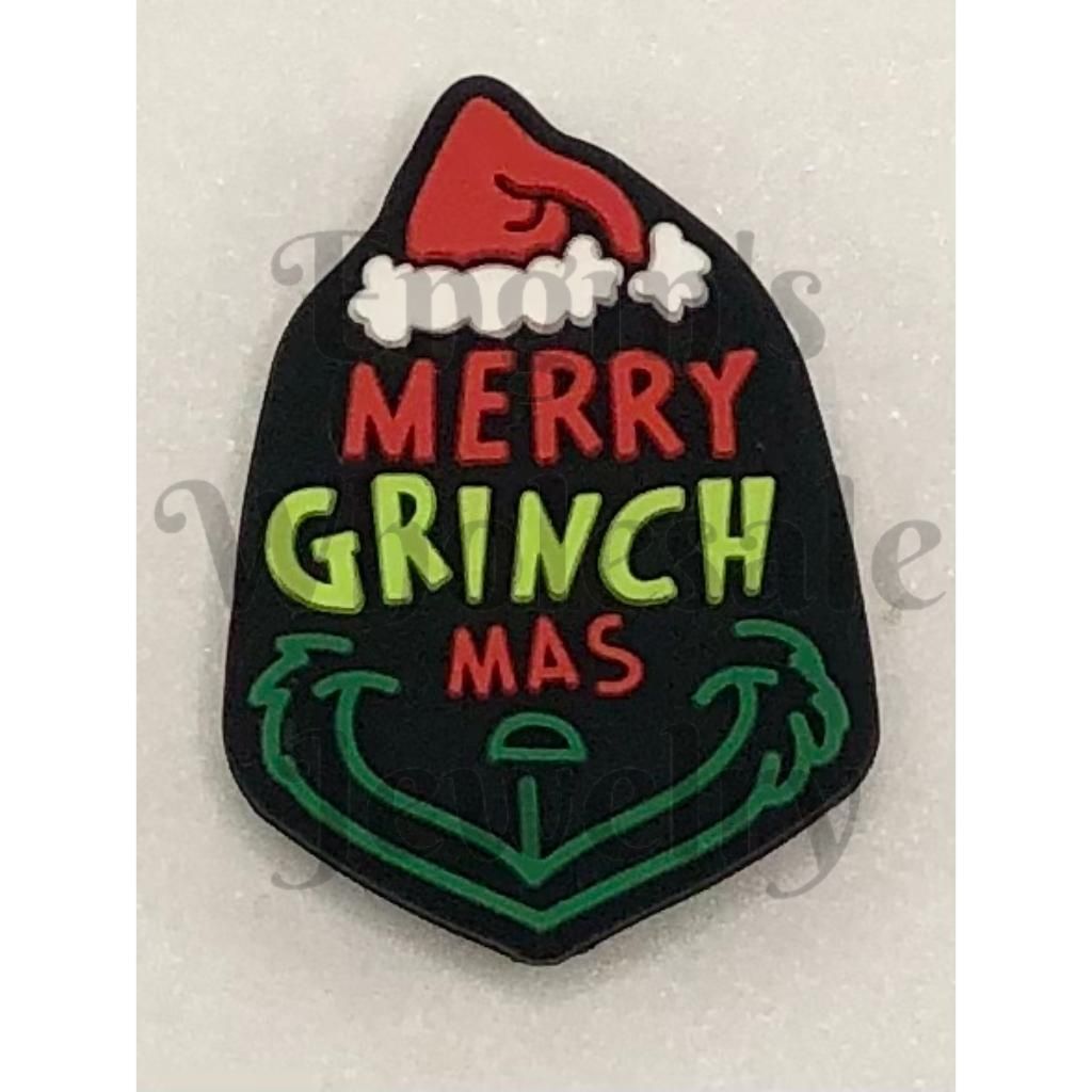 Merry Grinc Mas with Christmas Hat Silicone Focal Beads