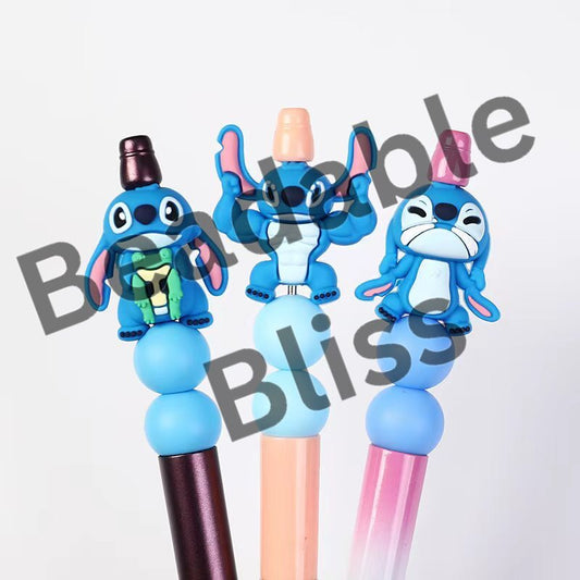 Silicone Focal Beads 3D Cute Blue Monster Character Series