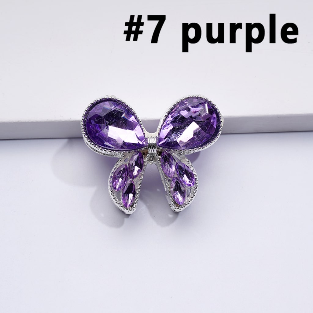 Delicate Fancy Silver Alloy Bowknot with Colorful Shiny Rhinestones Beads, Around 31*26MM