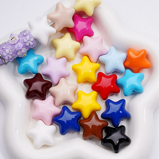 Stoving Varnish Solid Color Five-pointed Star Acrylic Beads, 23MM (Single Color is available for 200pcs(Whole bag))