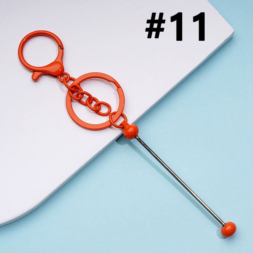 Metal Beadable Keychain with Bar and Lobster Clasp in Solid Colors