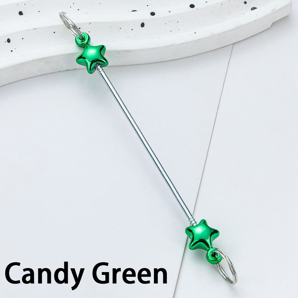 DIY Plastic Beadable Keychain Bars with Stars for Keychain Accessories in Metallic Colors, 10CM