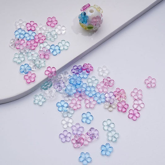 DIY Mini Cute Clear Colorful Flowers for Beads Jewelry Accessories, Random Mix