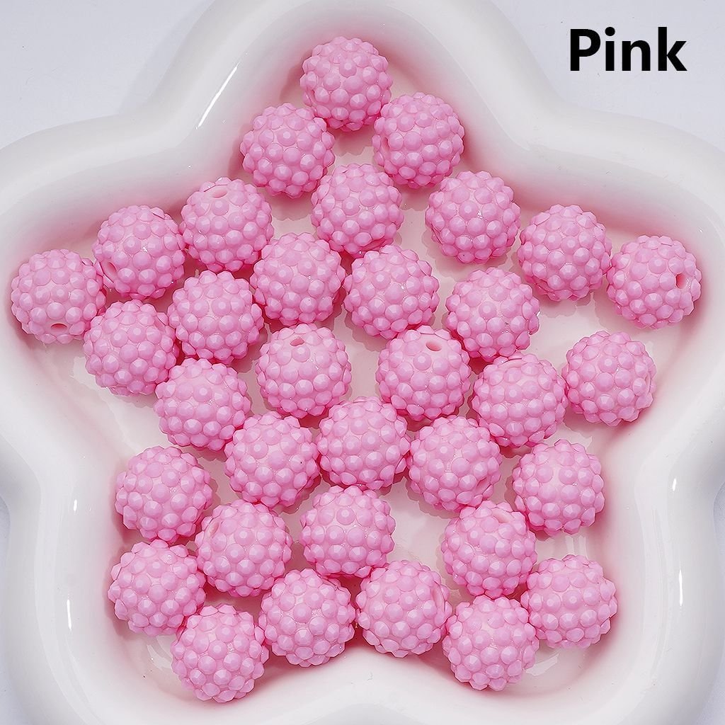 Solid Color Rhinestones Waxberry Ball Round Acrylic Beads, 16MM