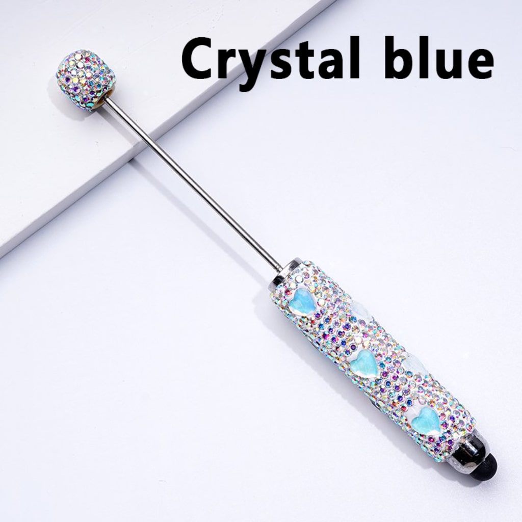 Beadable Clay Stylus Pens with Colorful Heart Rhinestones Mini AB Rhinestones Covered the Entire Pen