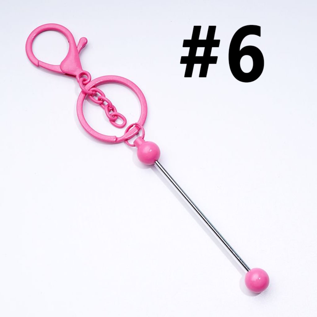 Classic Round Ball Style Beadable Metal Keychain with Bar and Lobster Clasp, Around 152MM Long (The Bottom Ball is Classic Round Ball Style)