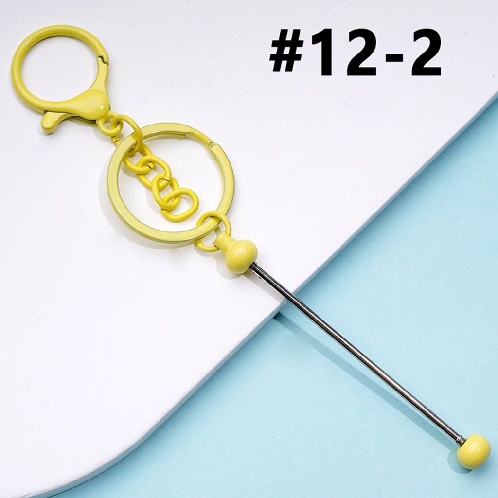 Metal Beadable Keychain with Bar and Lobster Clasp in Solid Colors