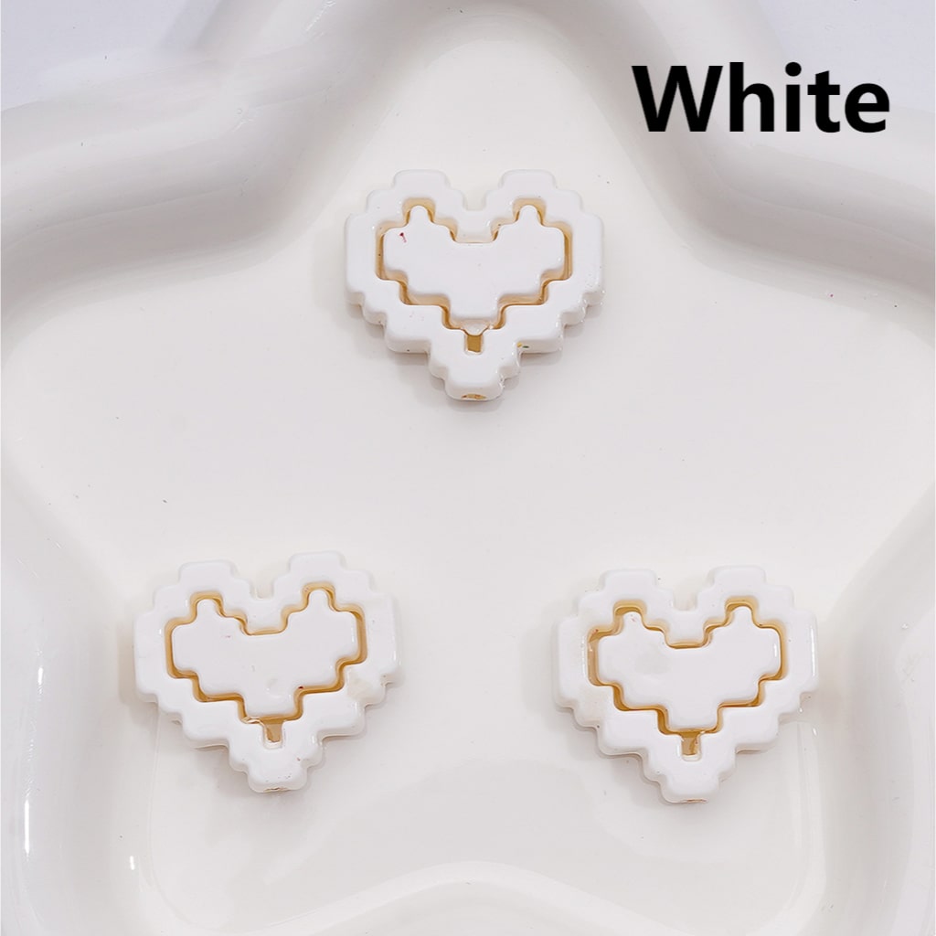 Cute Hearts & Hearts Frame Puzzle Set Acrylic Beads, 30*26MM (1pcs heart+1pcs heart frame is 1set, 20pcs is 10Sets, Single Color is available for 200sets(Whole bag))