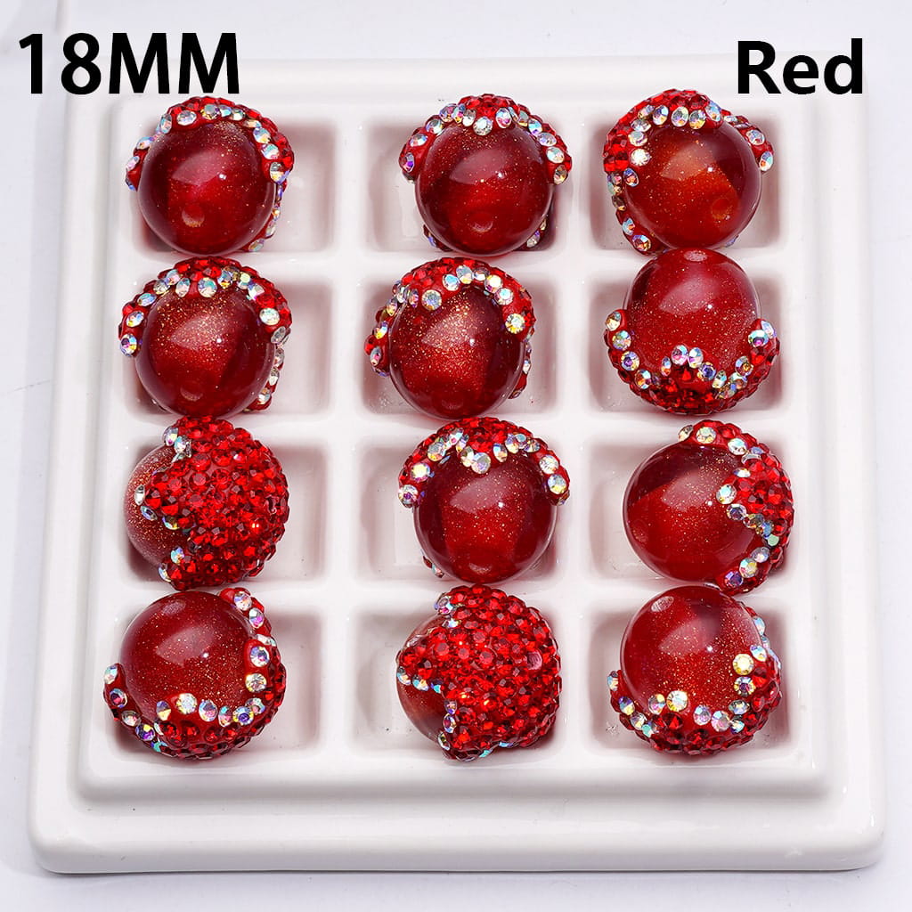 Clay Acrylic Beads Luminous Glitter Sugar Core Inside Shiny AB Rhinestones Cute Flower, Around 18MM, Multi-Color
