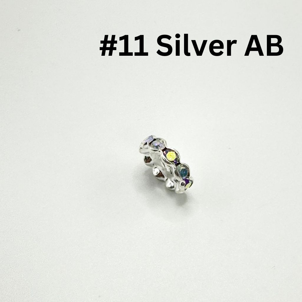 Metal Wave Shape Spacers with Rhinestones in Solid Colors, 15mm
