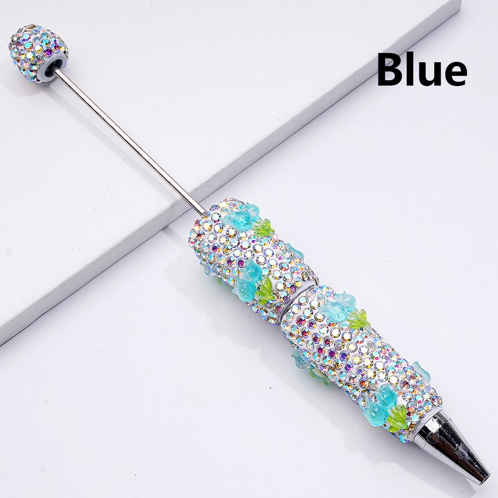 Cute Shiny Tulip Flowers with  AB Rhinestones Beadable Clay Pen