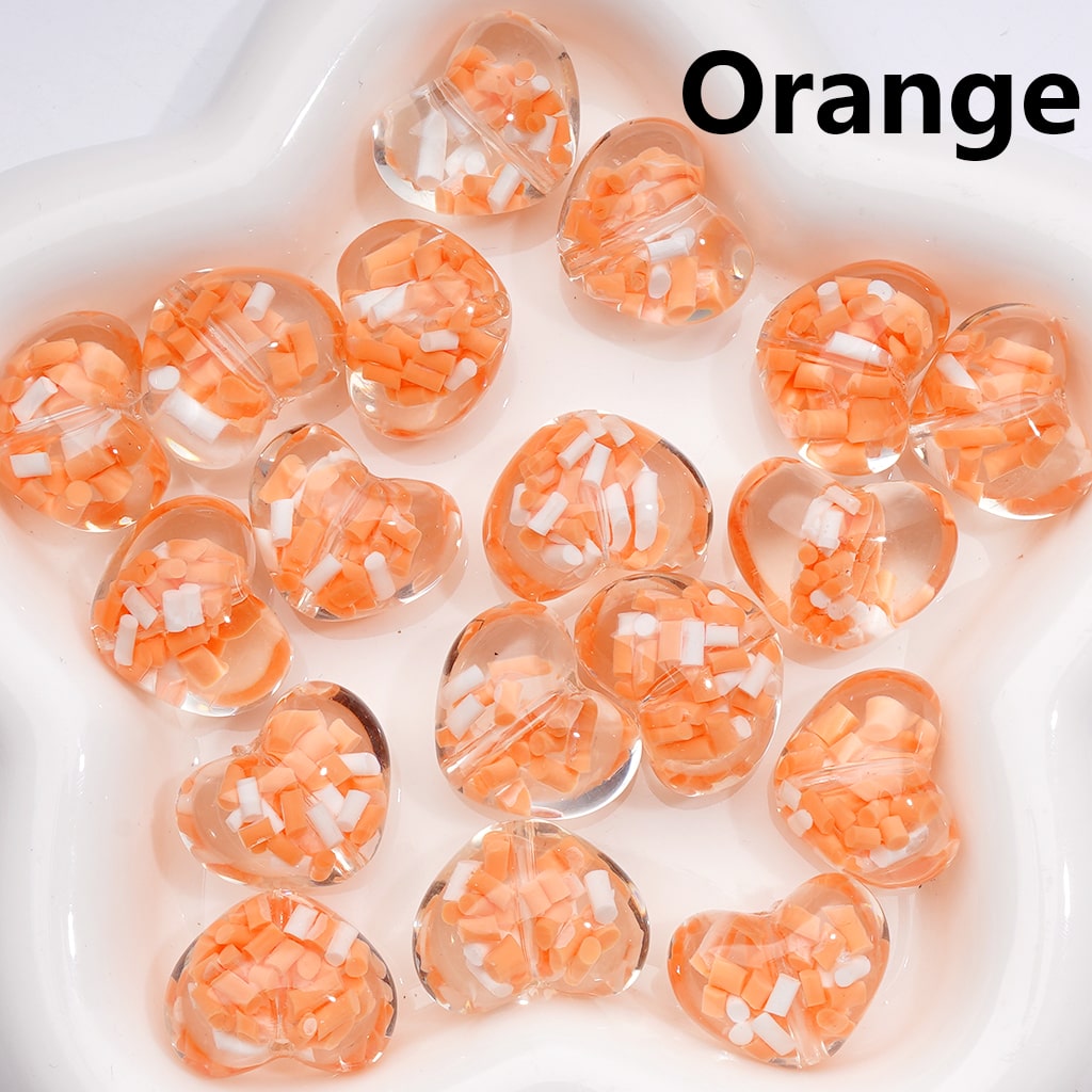 Heart Acrylic Beads Luminous Mini Colorful Candy Sticks Inside Clear 23*18MM (Single Color is available for 200pcs(Whole Bag))