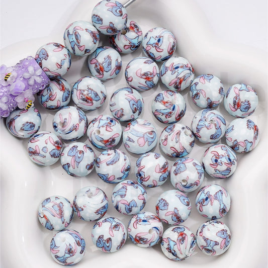 Cute Stitc Disne Printed Silicone Beads 15MM