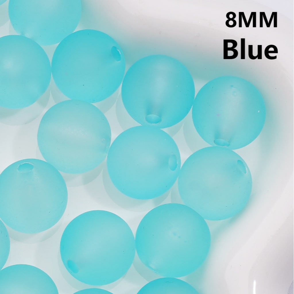 Frosted Matte Translucent Multi-Color Round Acrylic Beads, 8MM