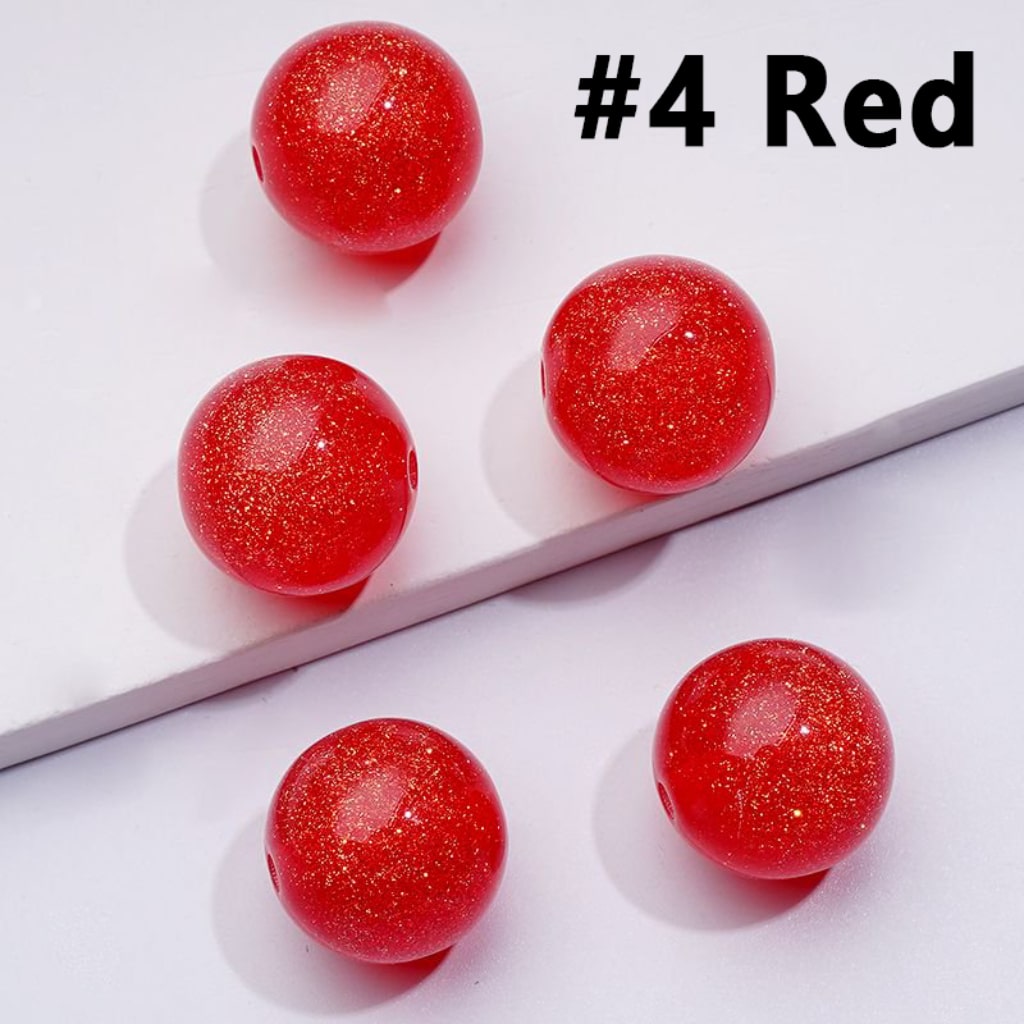 Shiny Glossy Glitter Colorful Round Acrylic Beads, 12MM