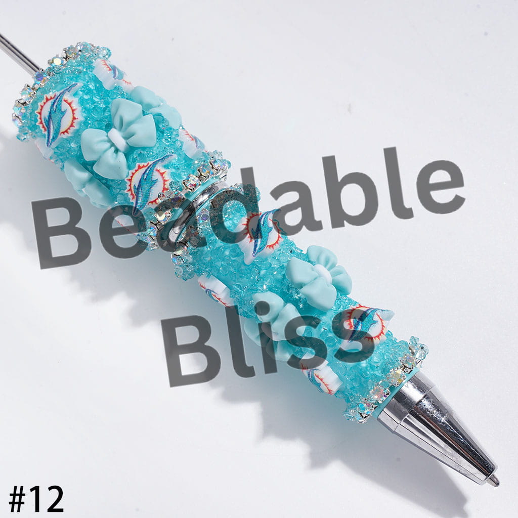 Beadable Pens with Mini Bubble Ball and Clear Rhinestone Chains, American Football Team Series (Update Other Style Later)